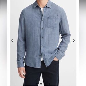 Vince Double Face Long Sleeve 100% Cotton‎ Button Up in Chambray Size L